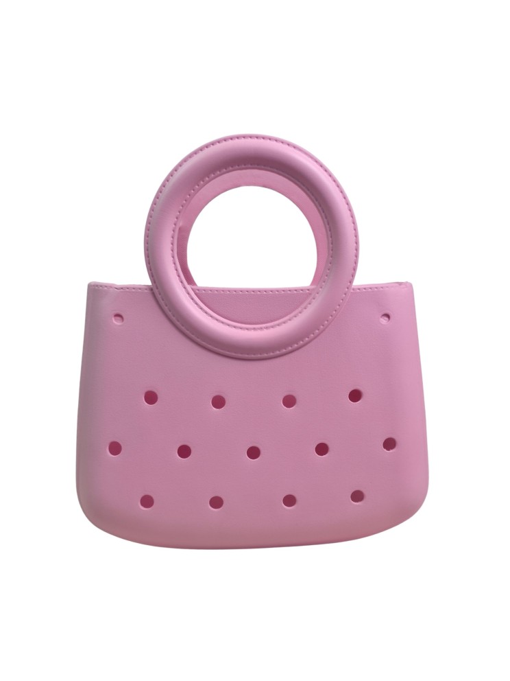 Mini EVA Beach Bag for Women - Cute Waterproof Rubber Tote Handbag for Vacation, Pool & Shower - Washable Mini Handbag for Sunscreen, Phone & Keys (Baby Pink)(8 Inch) 